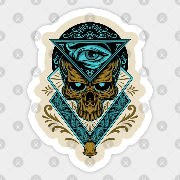 Skull For One Eye Sticker by Tonymidi Artworks Studio